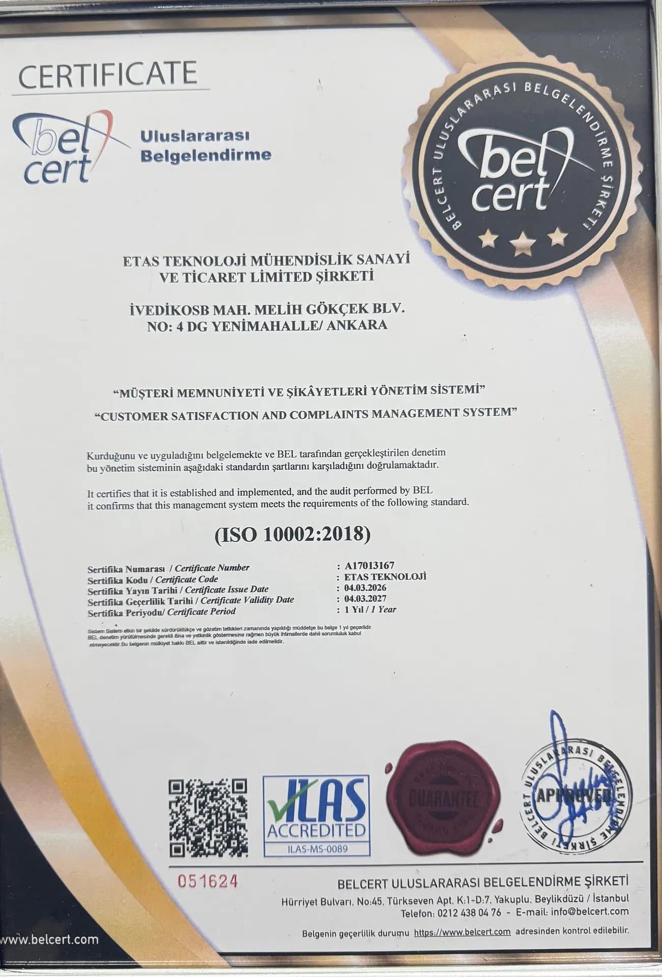 MÜŞTERİ MEMNUNİYETİ VE ŞİKAYETLERİ YÖNETİM SİSTEMİ